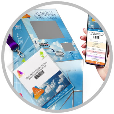 Productos y servicios de ESM Eventos. Impresión de acreditaciones y certificados